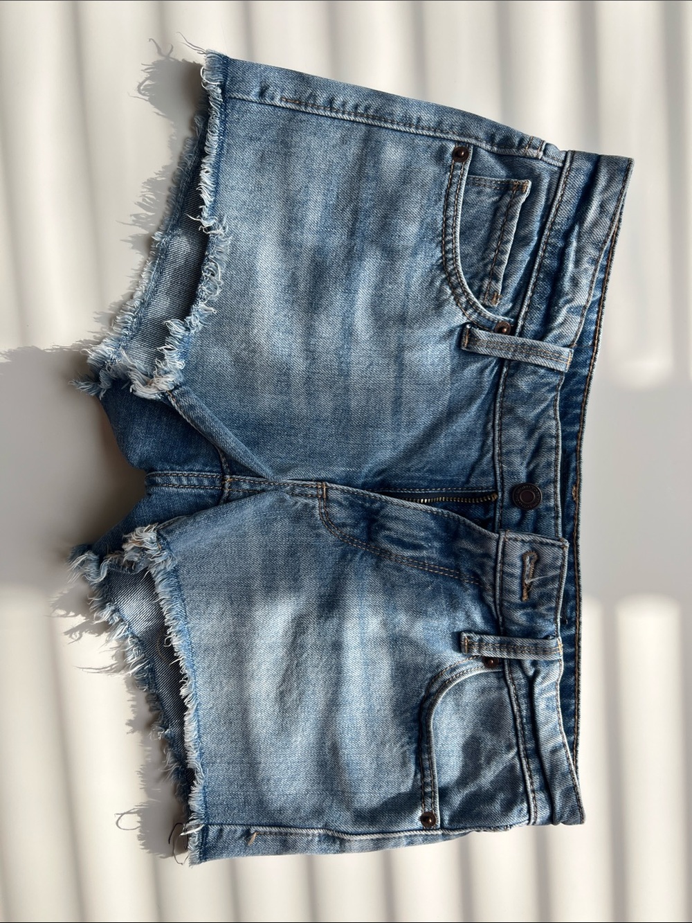 Lucky Brand The Cut Off style Light Blue Distressed Denim Cutoff Shorts